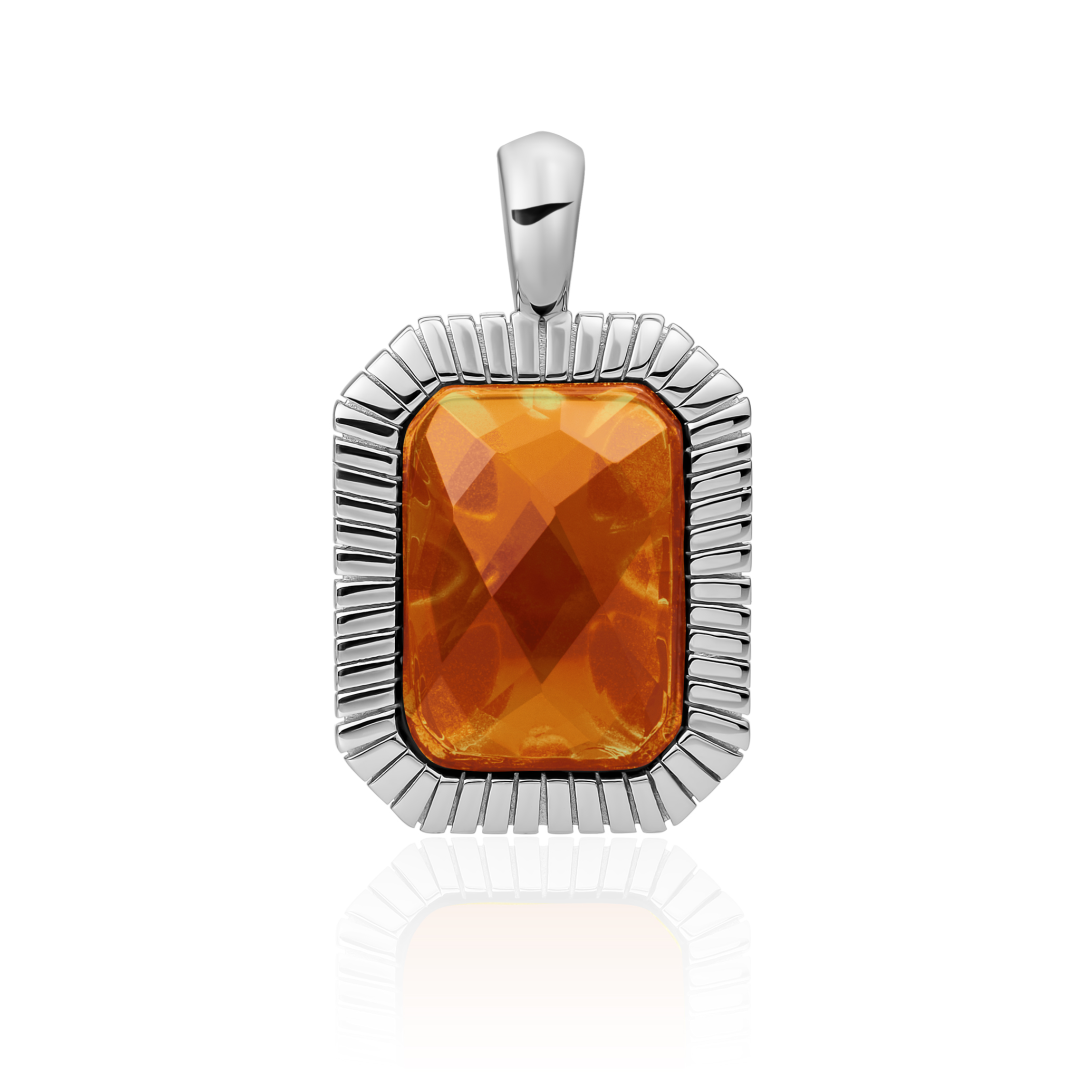 Pendant | Silver - Citrine Quartz Baguette