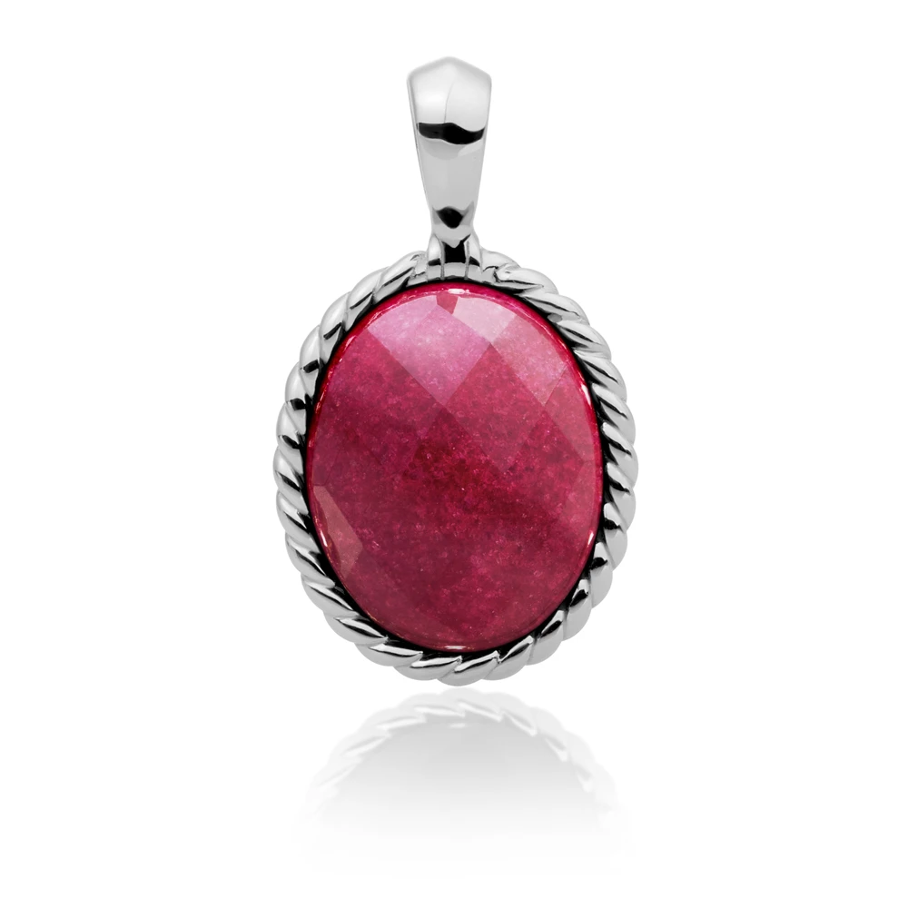 Pendant | Silver - Fuchsia Jade Twist