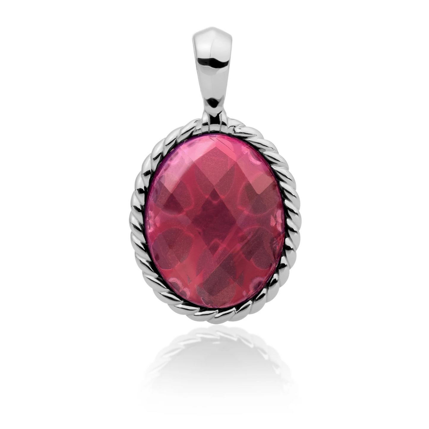 Pendant | Silver - Fuchsia Quartz Twist