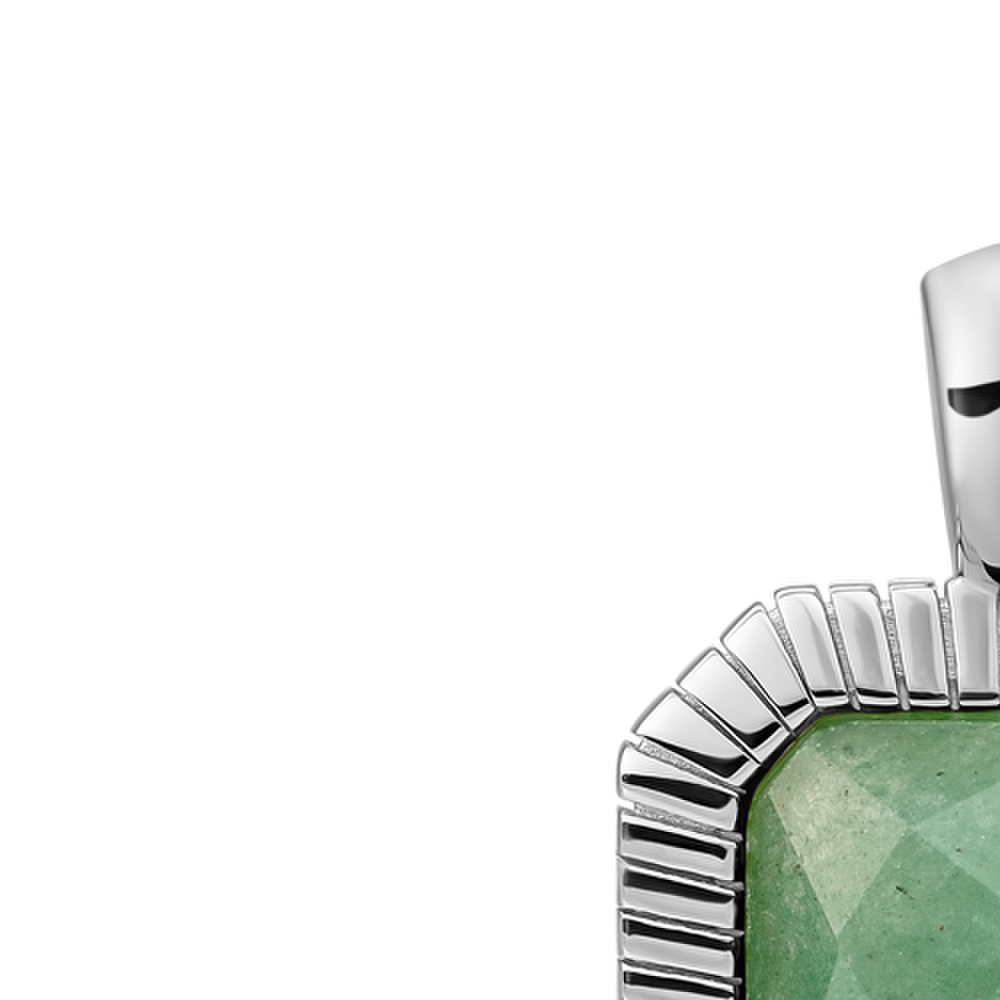 Pendant | Silver - Green Aventurine Baguette