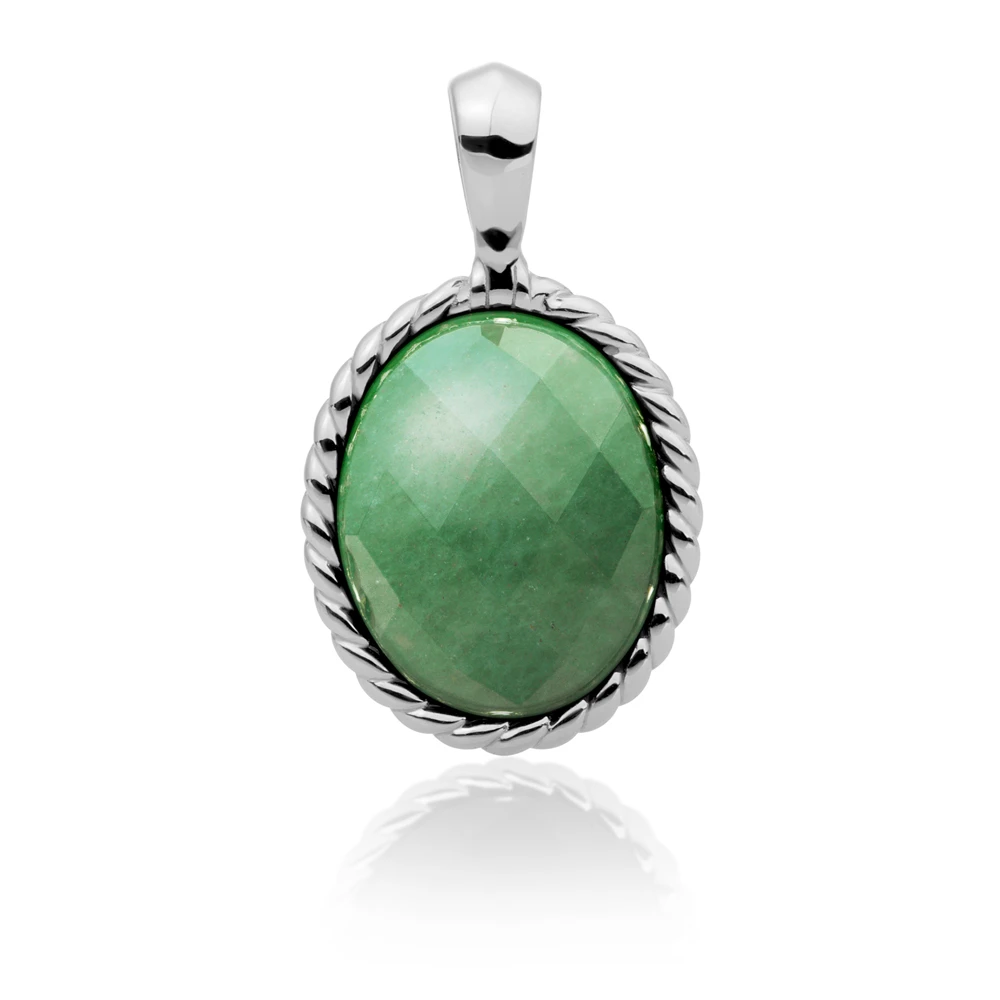 Pendant | Silver - Green Aventurine Twist