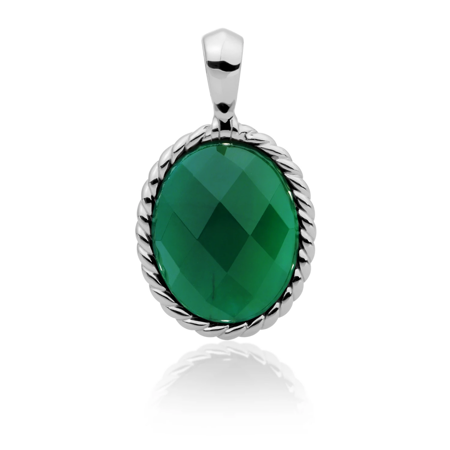 Pendant | Silver - Green Onyx Twist