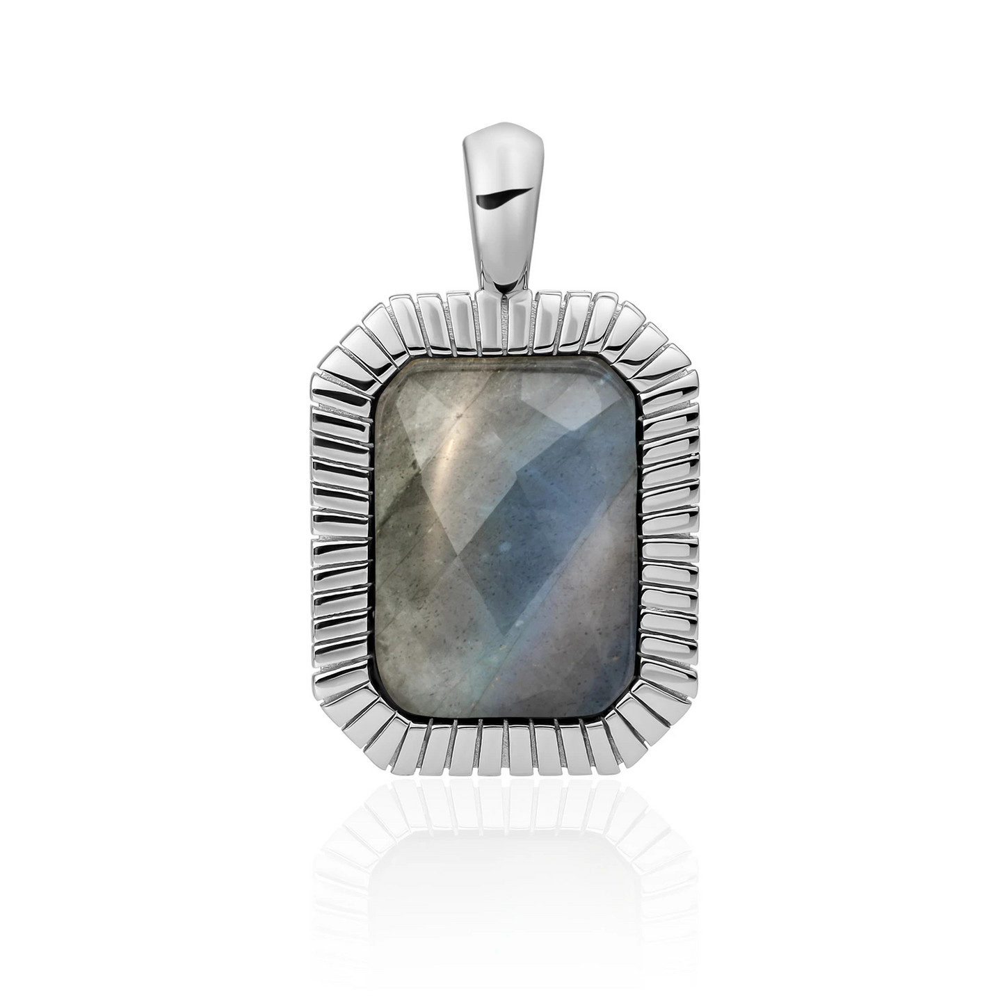 Pendant | Silver - Labradorite Baguette