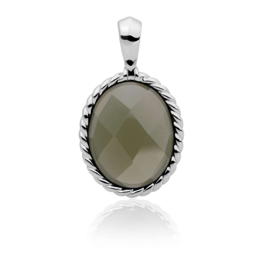 Pendant | Silver - Lime Jade Twist