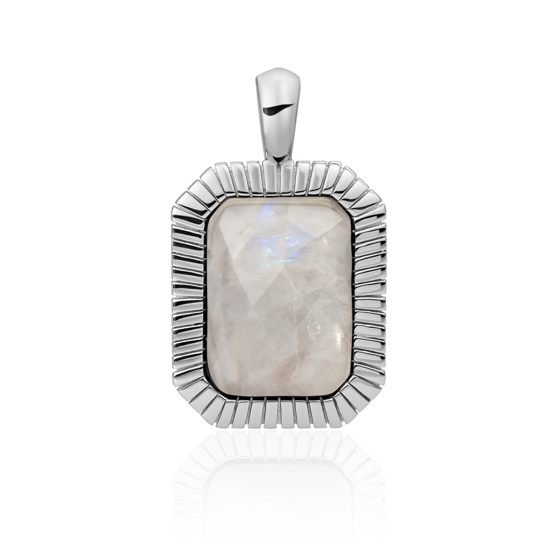 Pendant | Silver - Moonstone Baguette