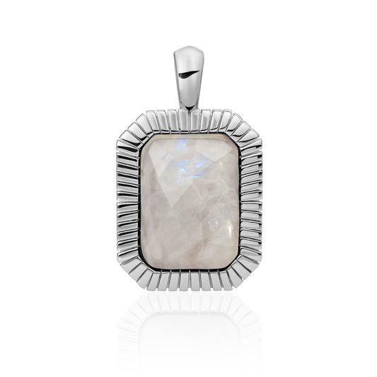 Pendant | Silver - Moonstone Baguette