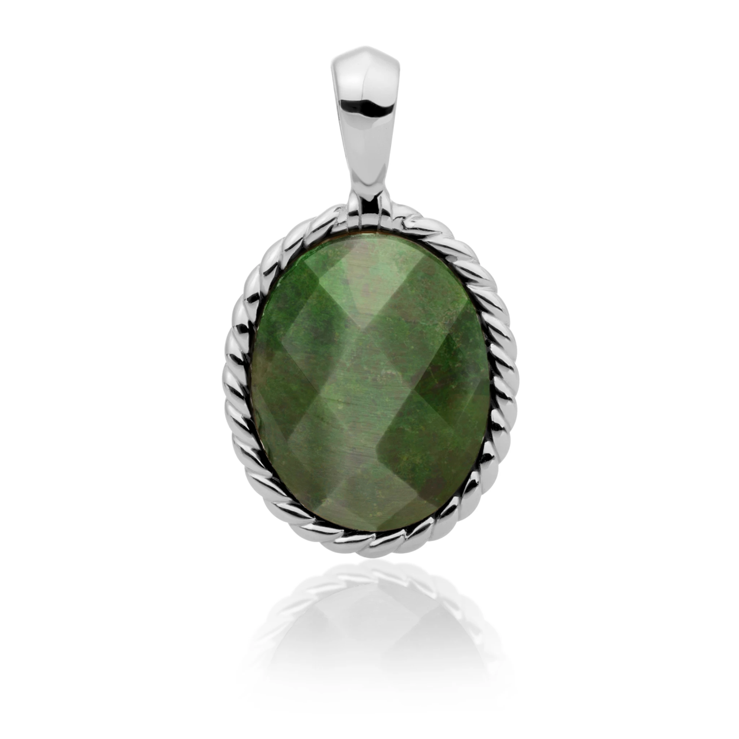 Pendant | Silver - Moss Agate Twist