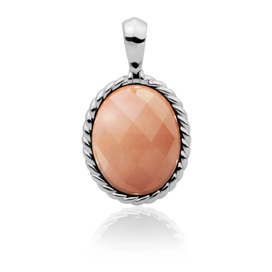 Pendant | Silver - Peach Rhodonite Twist