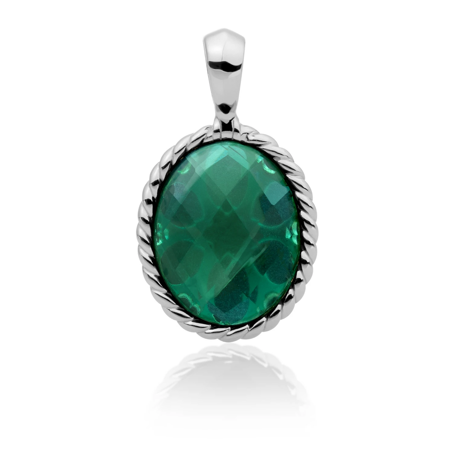 Pendant | Silver - Petrol Green Quartz Twist
