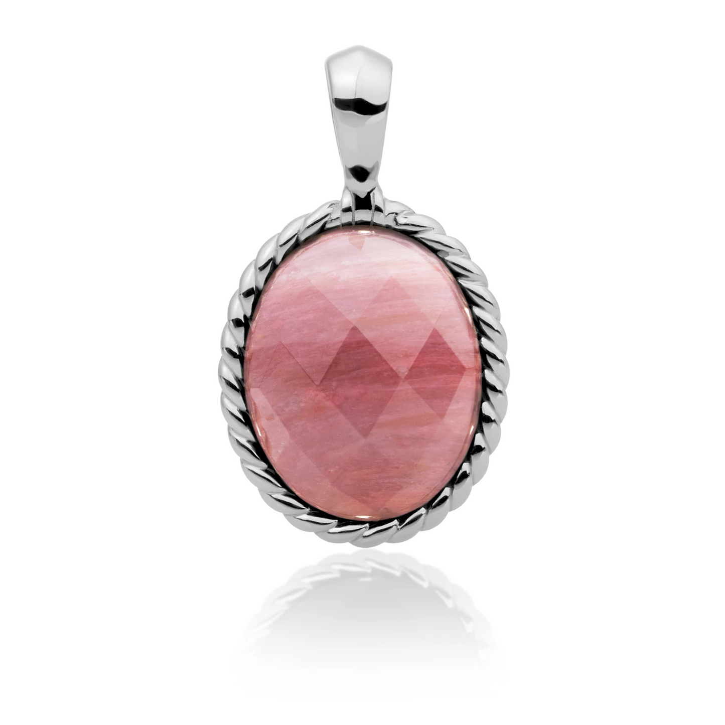 Pendant | Silver - Pink Rhodonite Twist