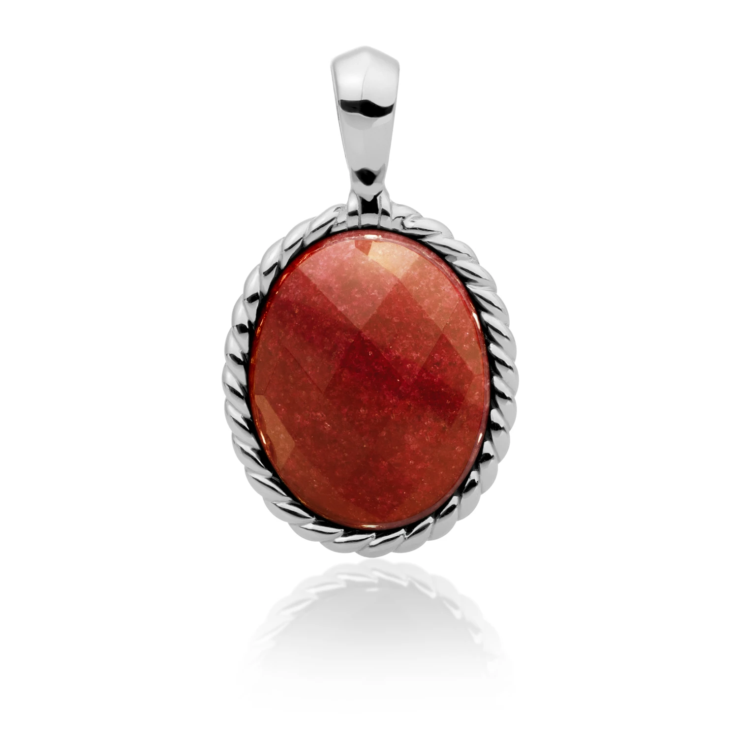 Pendant | Silver - Red Coral Twist