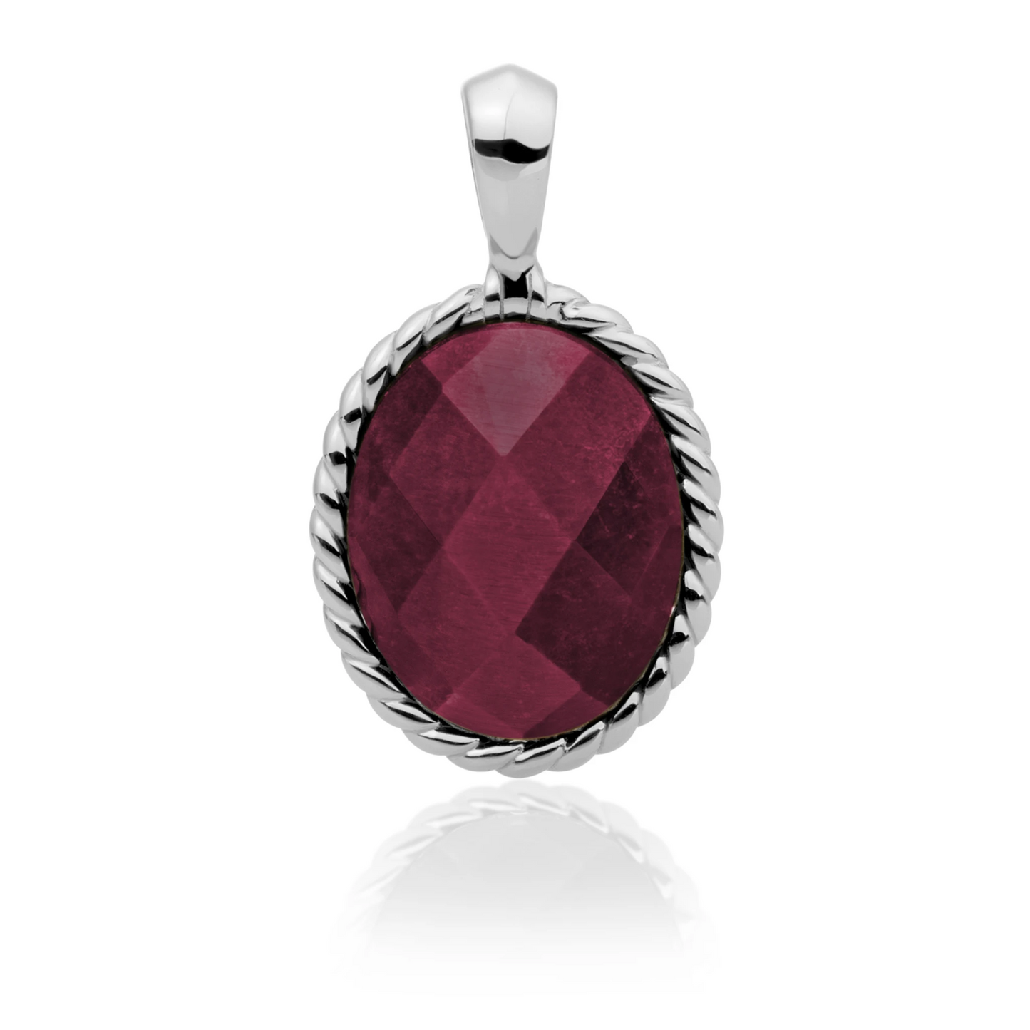 Pendant | Silver - Red Jade Twist