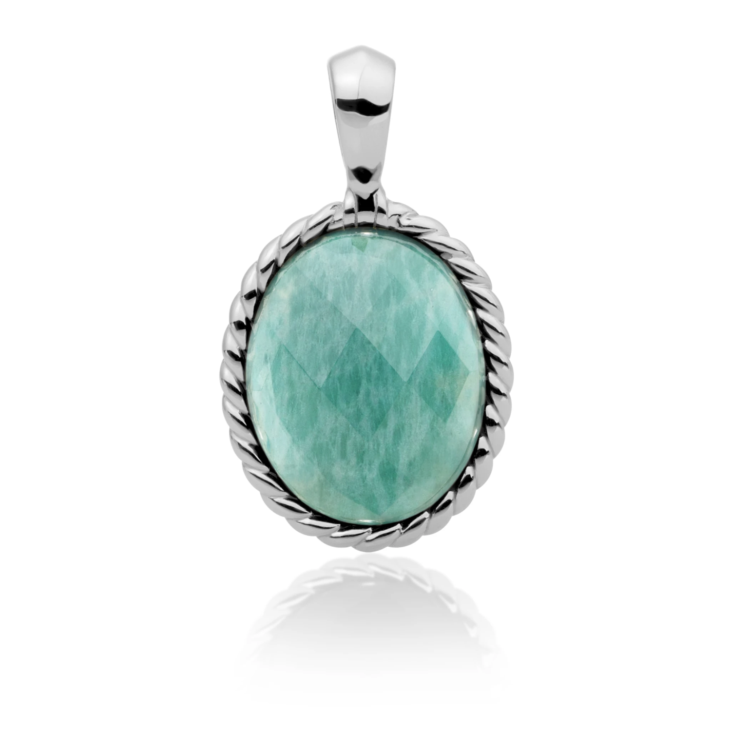 Pendant | Silver - Rich Green Amazonite Twist
