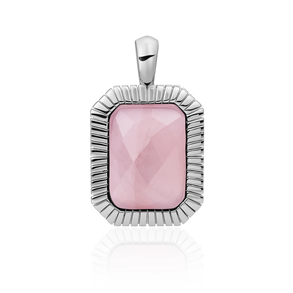 Pendant | Silver - Rose Quartz Baguette