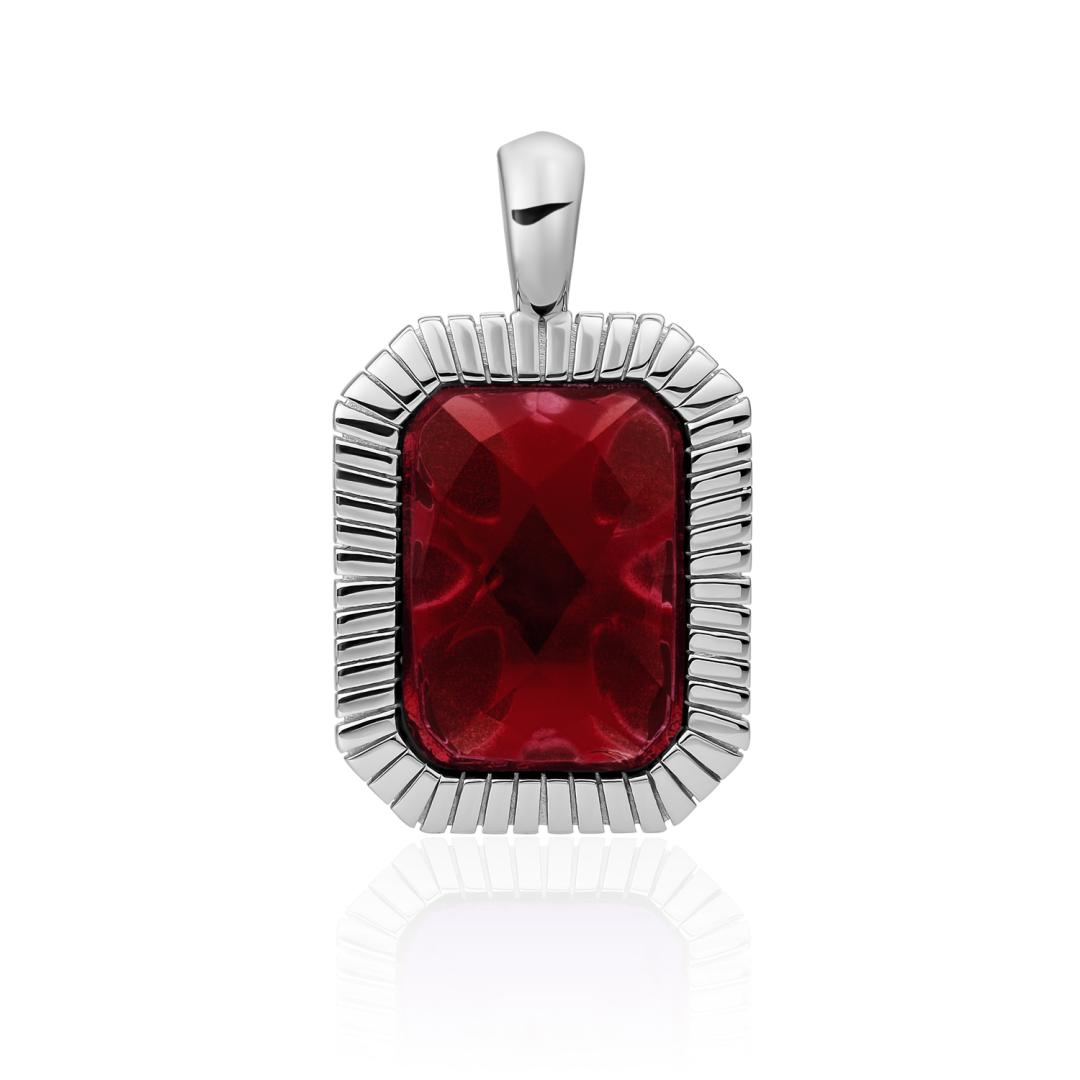 Pendant | Silver - Ruby Quartz Baguette