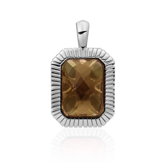 Pendant | Silver - Smoky Quartz Baguette