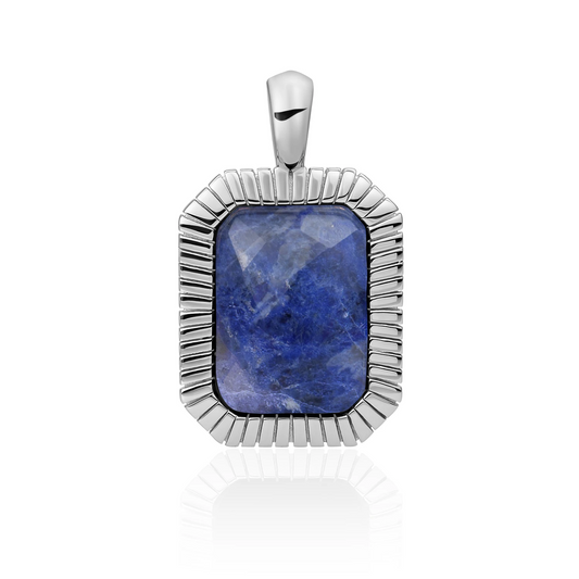Pendant | Silver - Sodalite Baguette