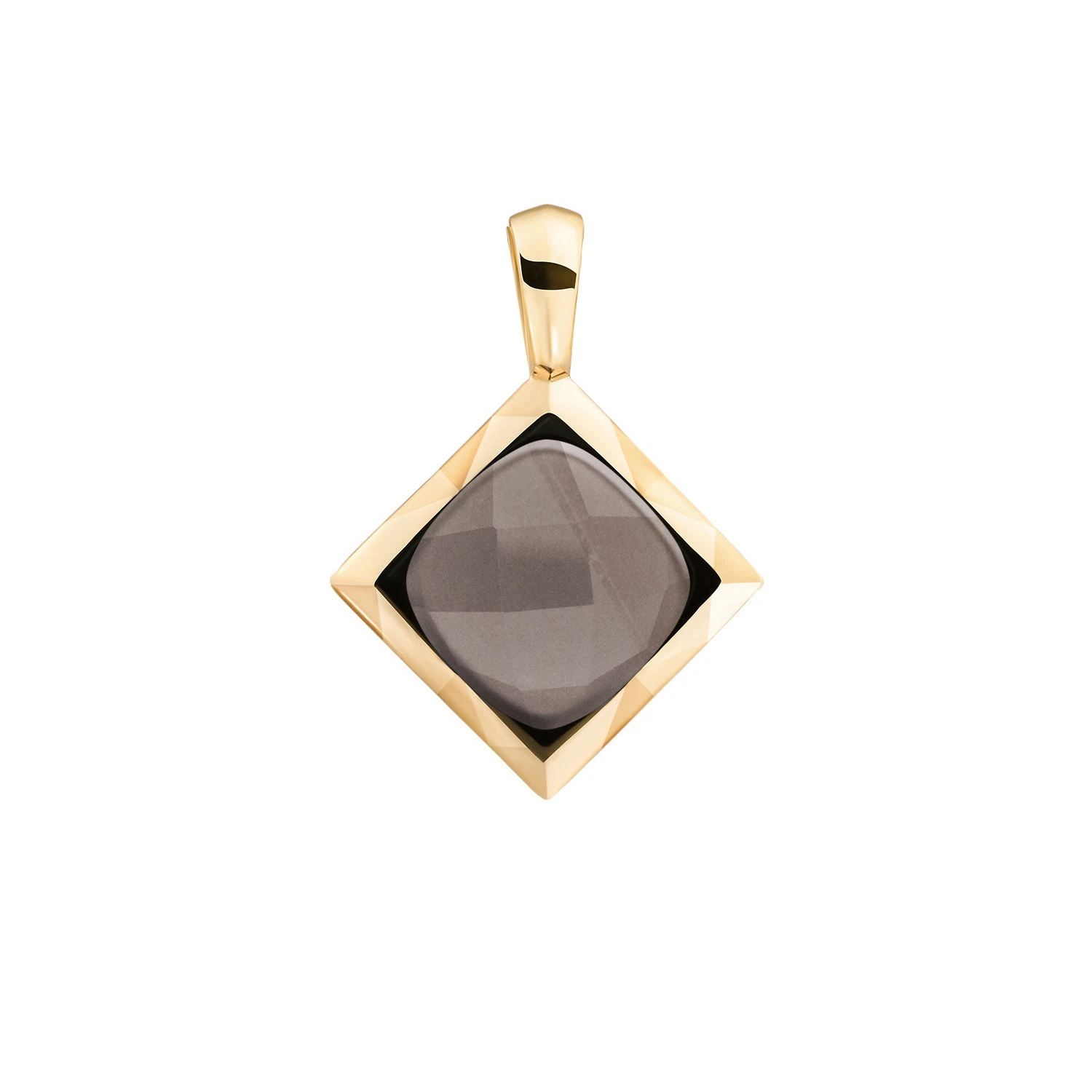 Pendant | Smokey Quartz Cushion Cut Amulet - Gold