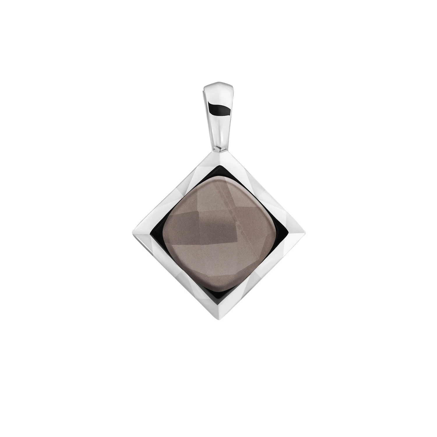 Pendant | Smokey Quartz Cushion Cut Amulet - Silver