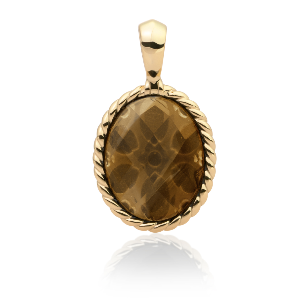 Pendant | Smoky Quartz Twist Amulet - Gold