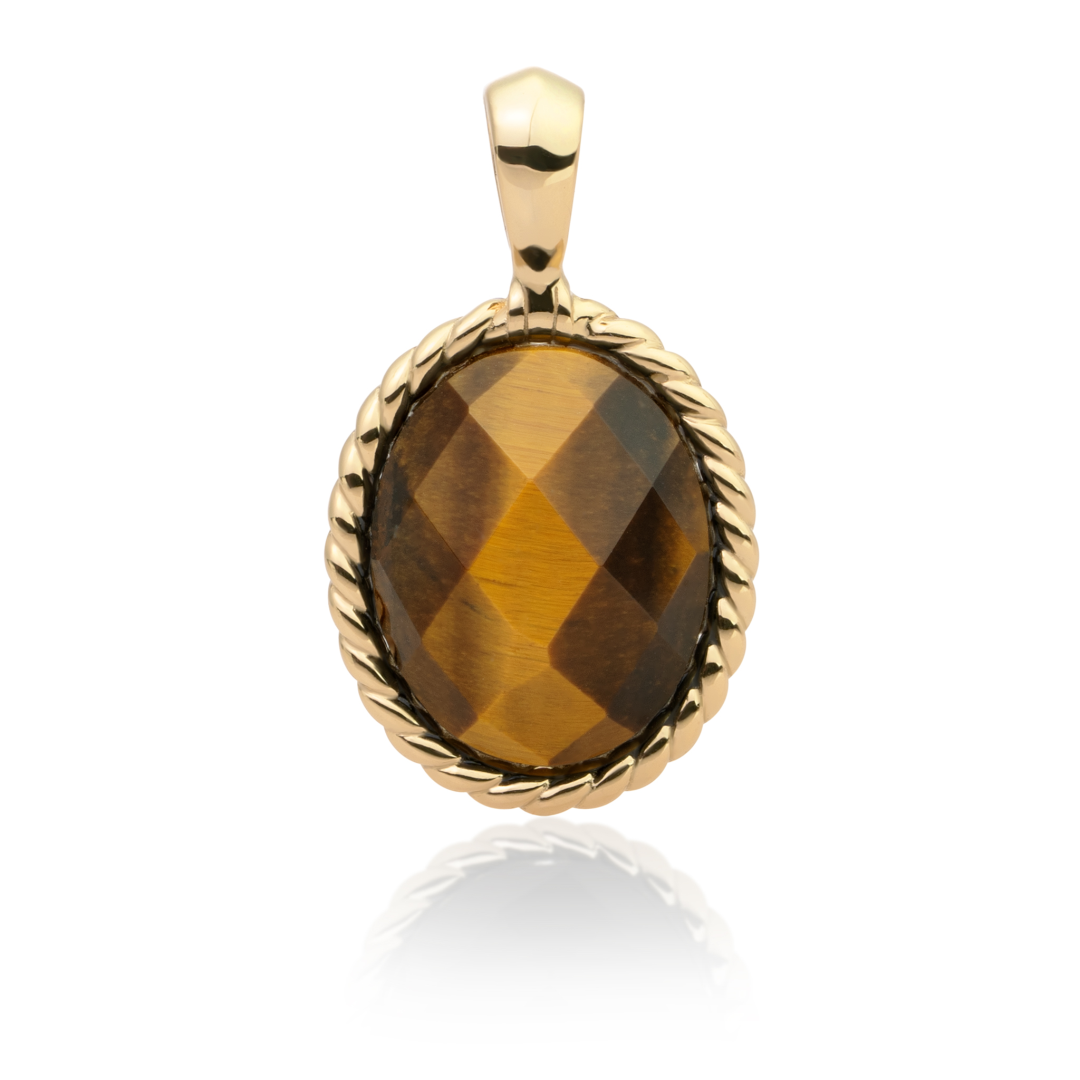 Pendant | Tiger Eye Twist Amulet - Gold