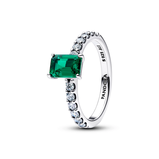 Rechthoekige Sprankelende Halo Ring