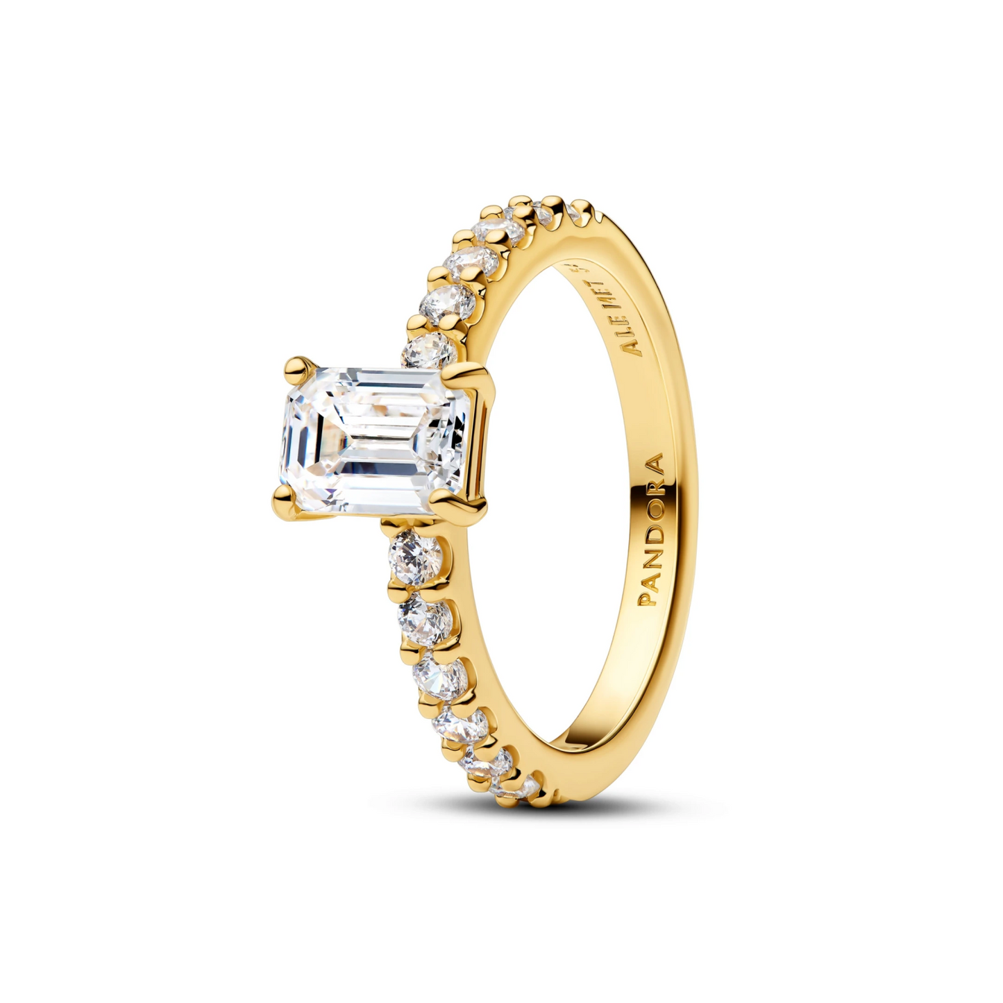 Rectangular Sparkling Halo Ring