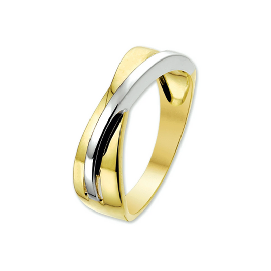 ring 14K bicolor goud geel/wit
