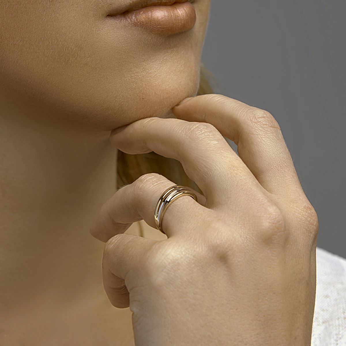 ring 14K bicolor goud geel/wit