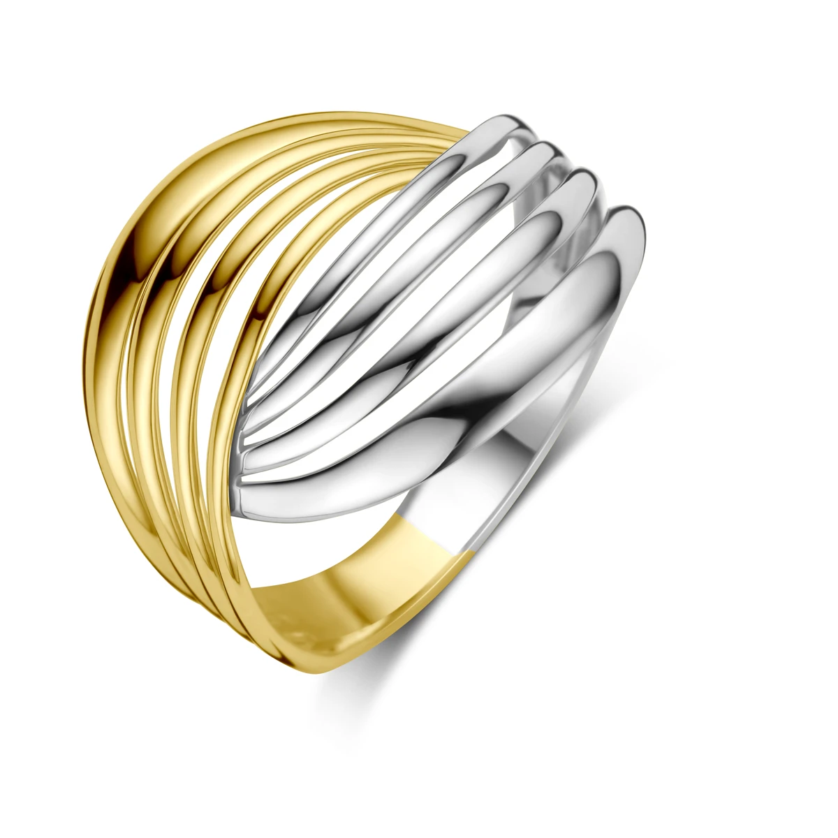 ring 14K bicolor goud geel/wit