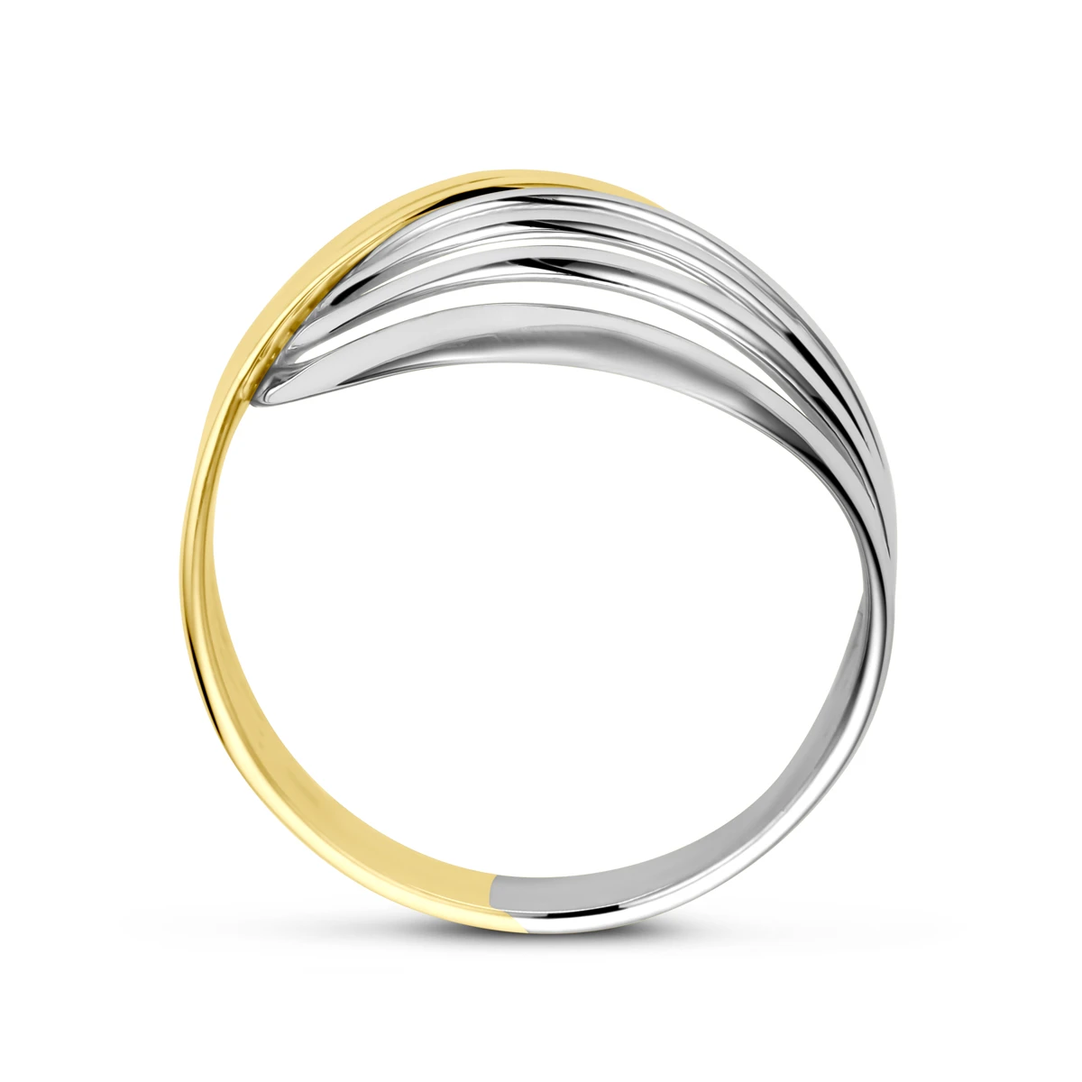 ring 14K bicolor goud geel/wit