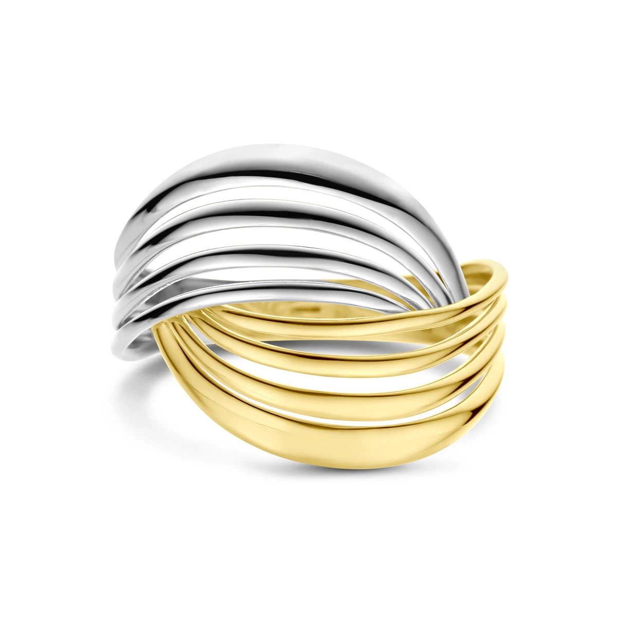 ring 14K bicolor goud geel/wit