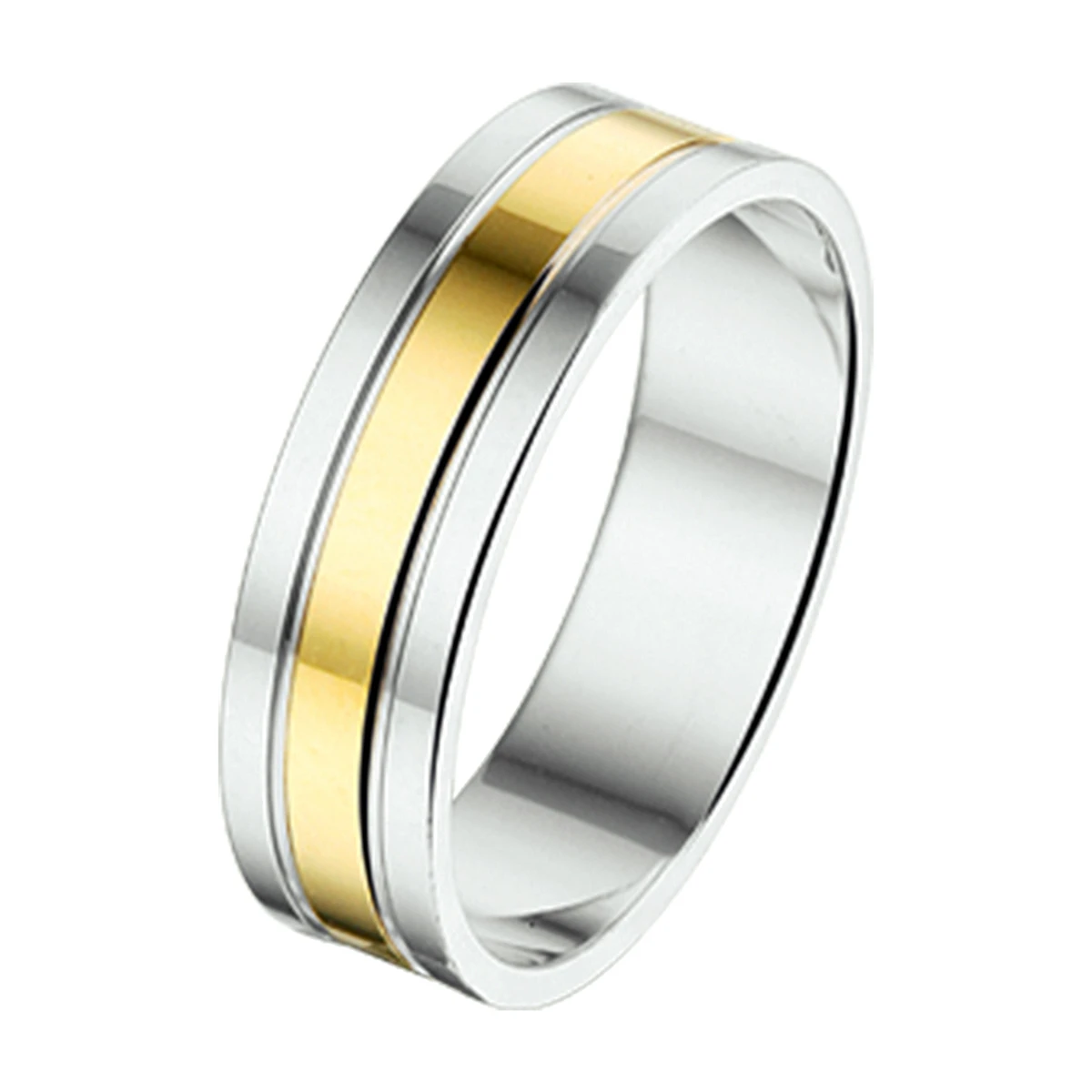 ring 5 mm zonder steen goud met zilver