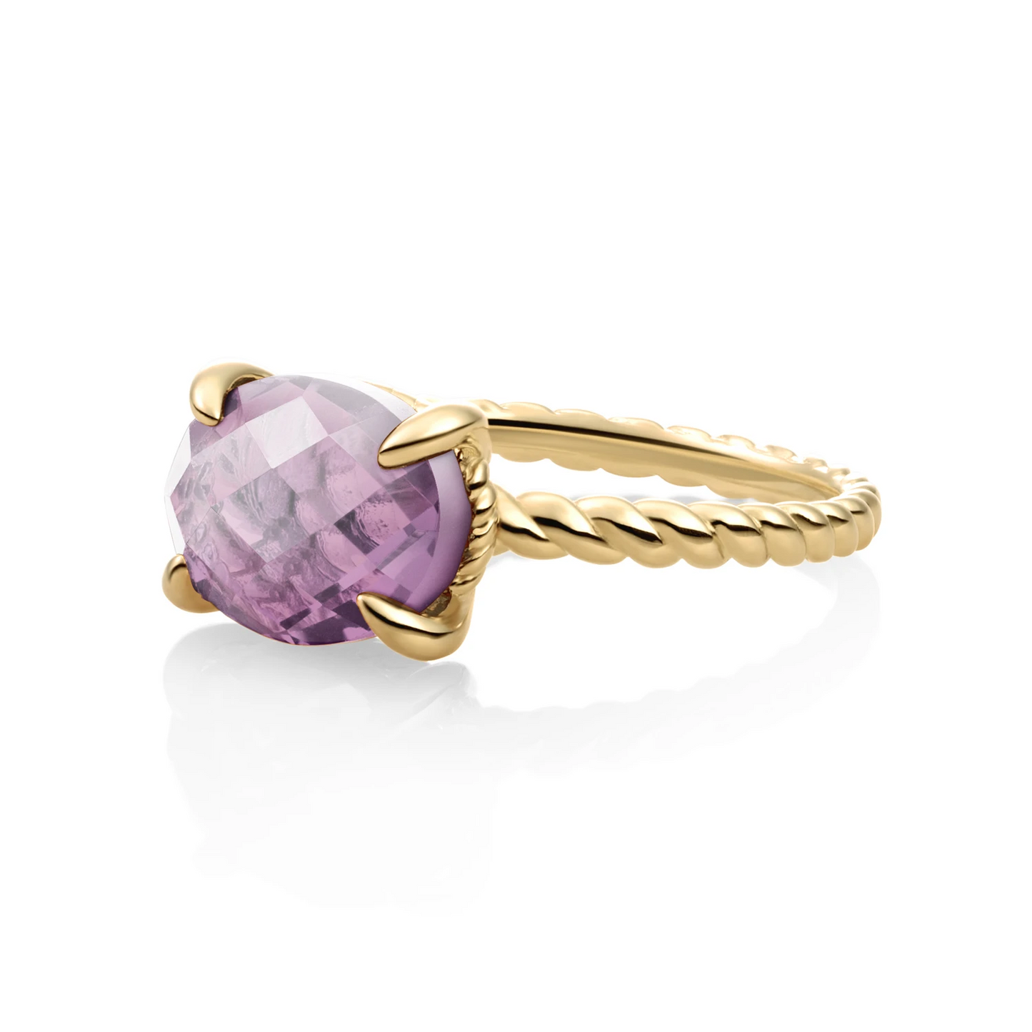 Ring | 9k Gold - Aubergine Quartz Twist - 50