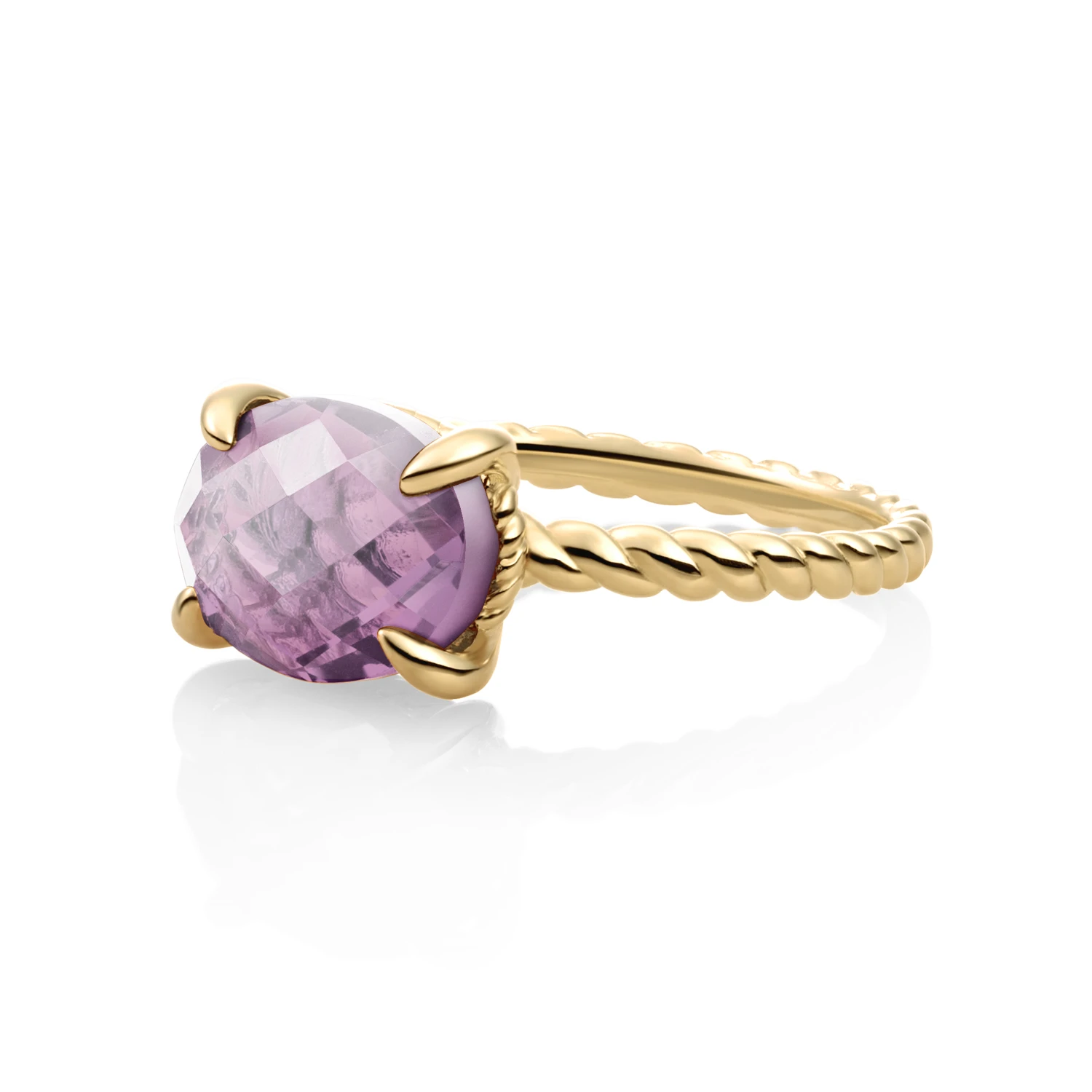 Ring | 9k Gold - Aubergine Quartz Twist - 54