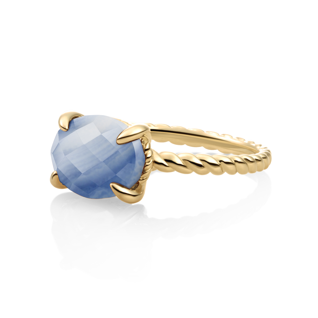Ring | 9k Gold - Blue Aventurine Twist - 54