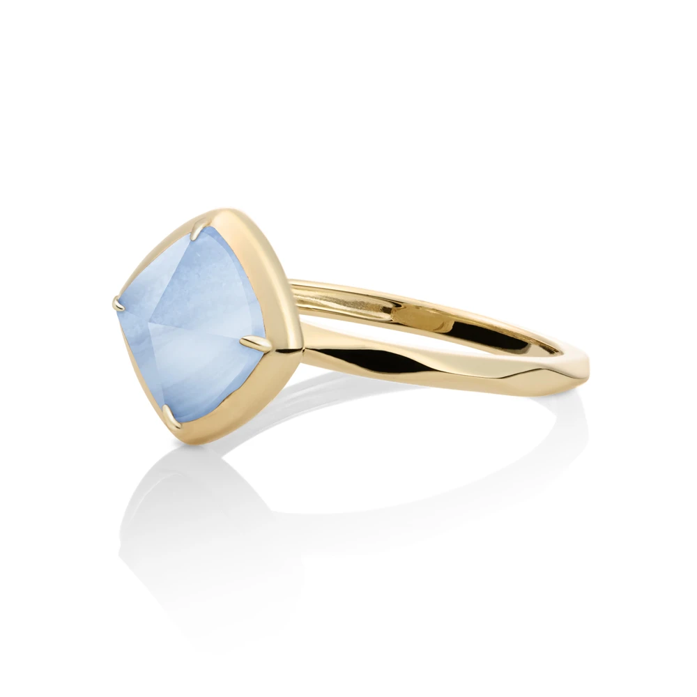 Ring | 9k Gold - Blue Lace Agate Edge - 58