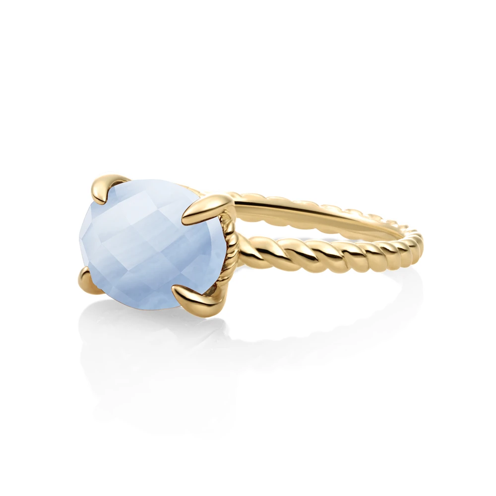 Ring | 9k Gold - Blue Lace Agate Twist - 56