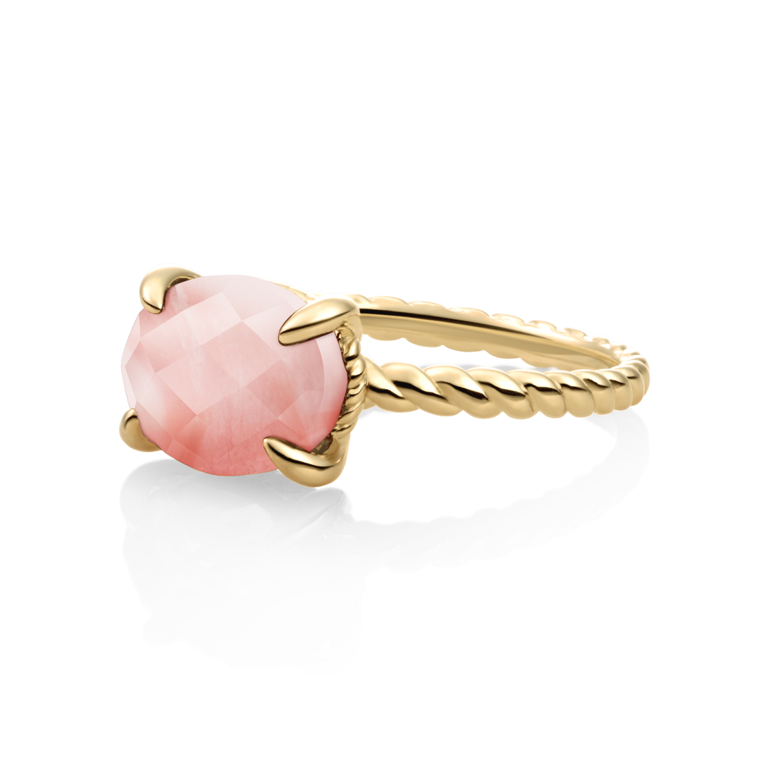 Ring | 9k Gold - Cherry Quartz Twist - 54