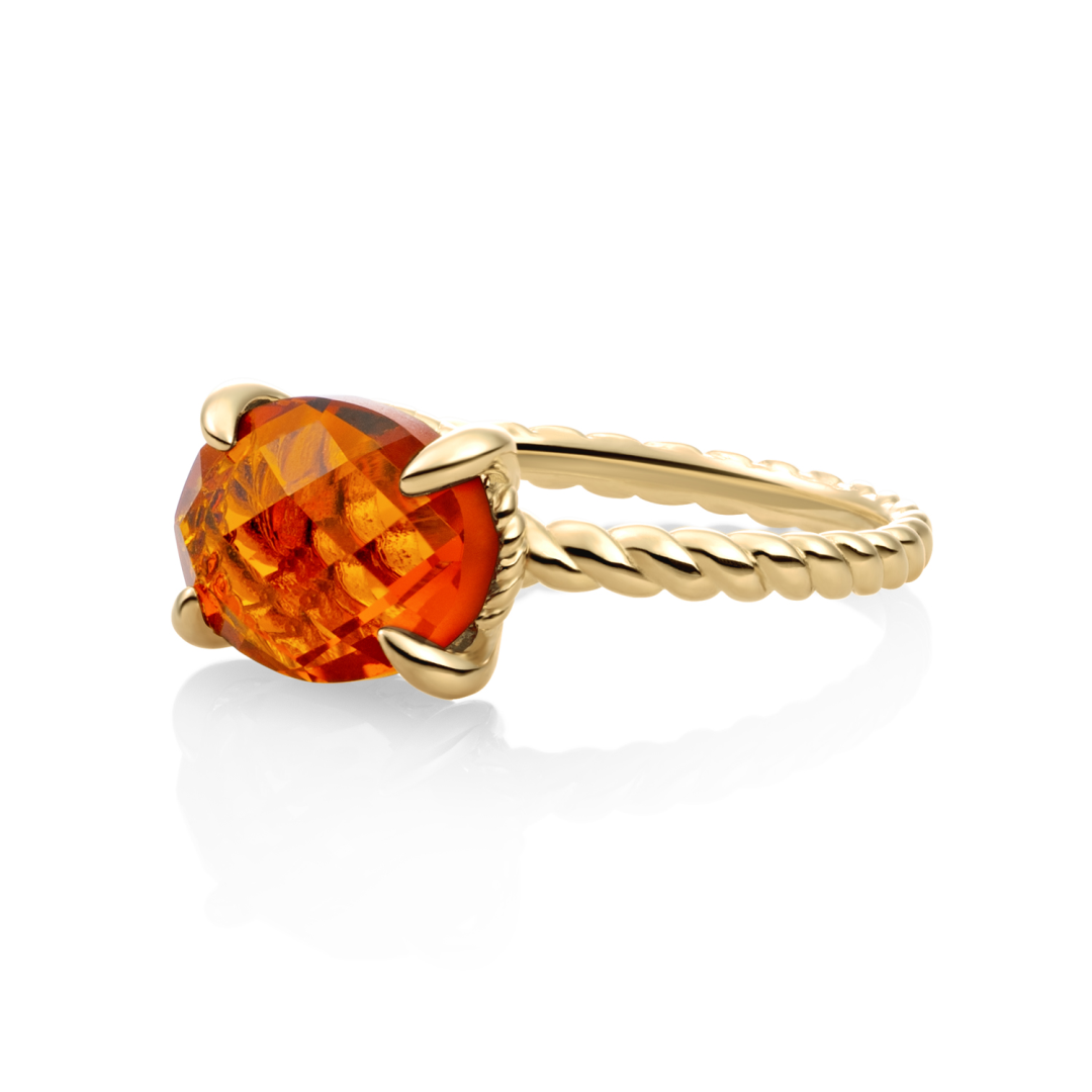 Ring - 9k Gold - Citrine Quartz Twist - 52