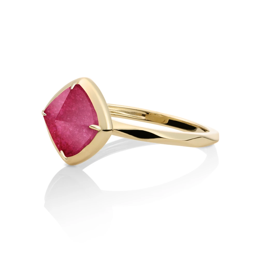 Ring - 9k Gold - Fuchsia Jade Edge - 50