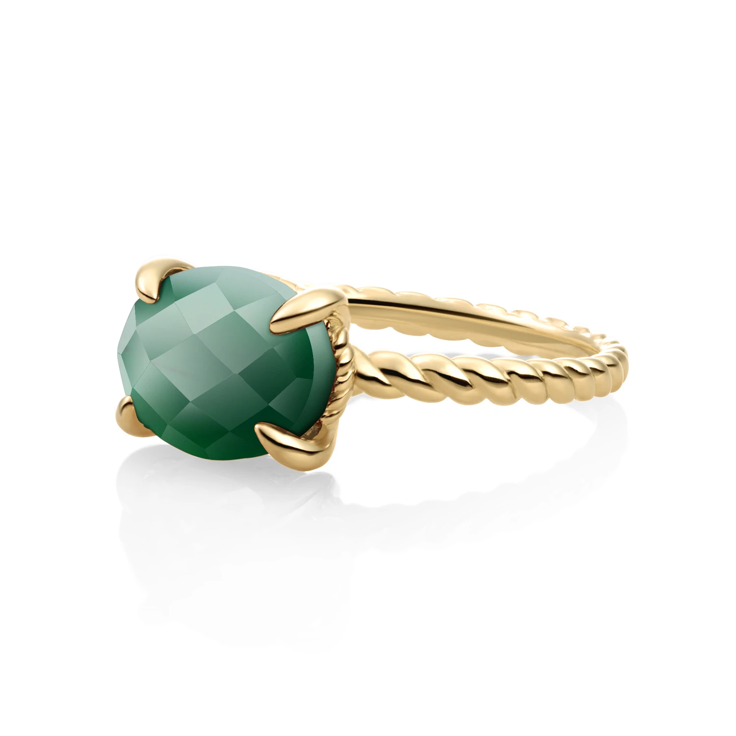 Ring | 9k Gold - Green Onyx Twist - 50