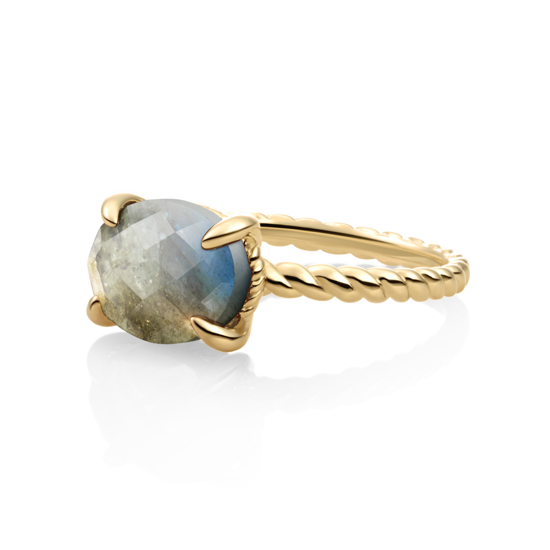 Ring | 9k Gold - Labradorite Twist - 56