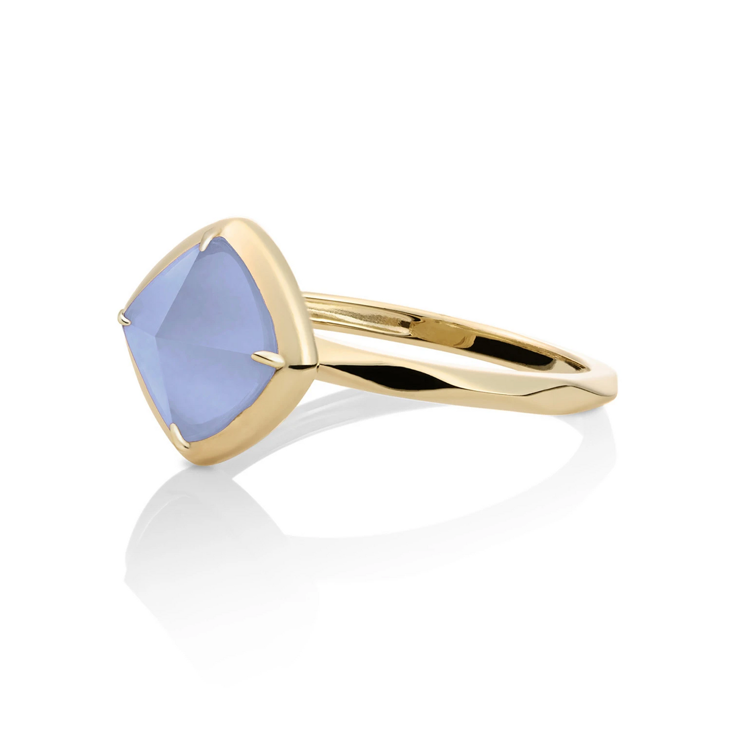 Ring | 9k Gold - Milky Blue Jade Edge - 50
