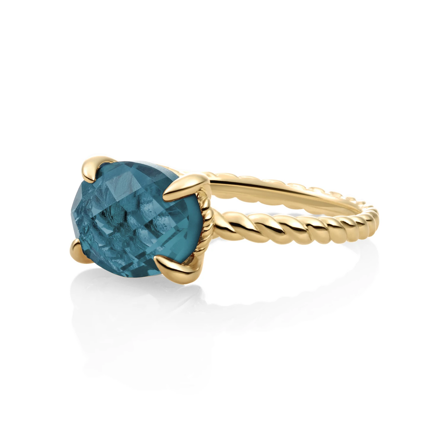 Ring | 9k Gold - Ocean Topaz Quartz Twist - 58