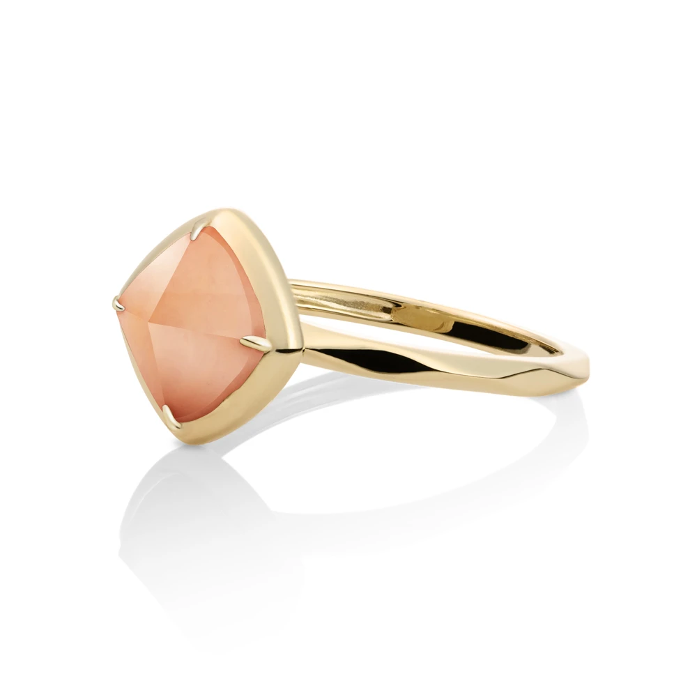 Ring - 9k Gold - Peach Rhodonite Edge - 52