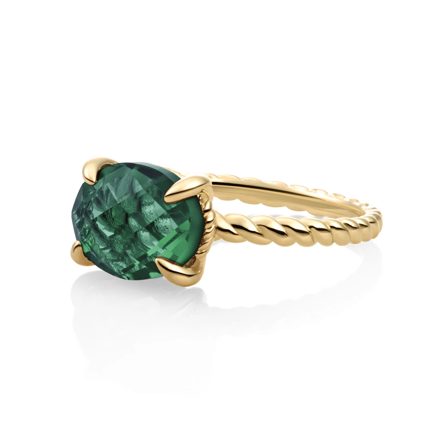 Ring | 9k Gold - Petrol Green Quartz Twist - 58