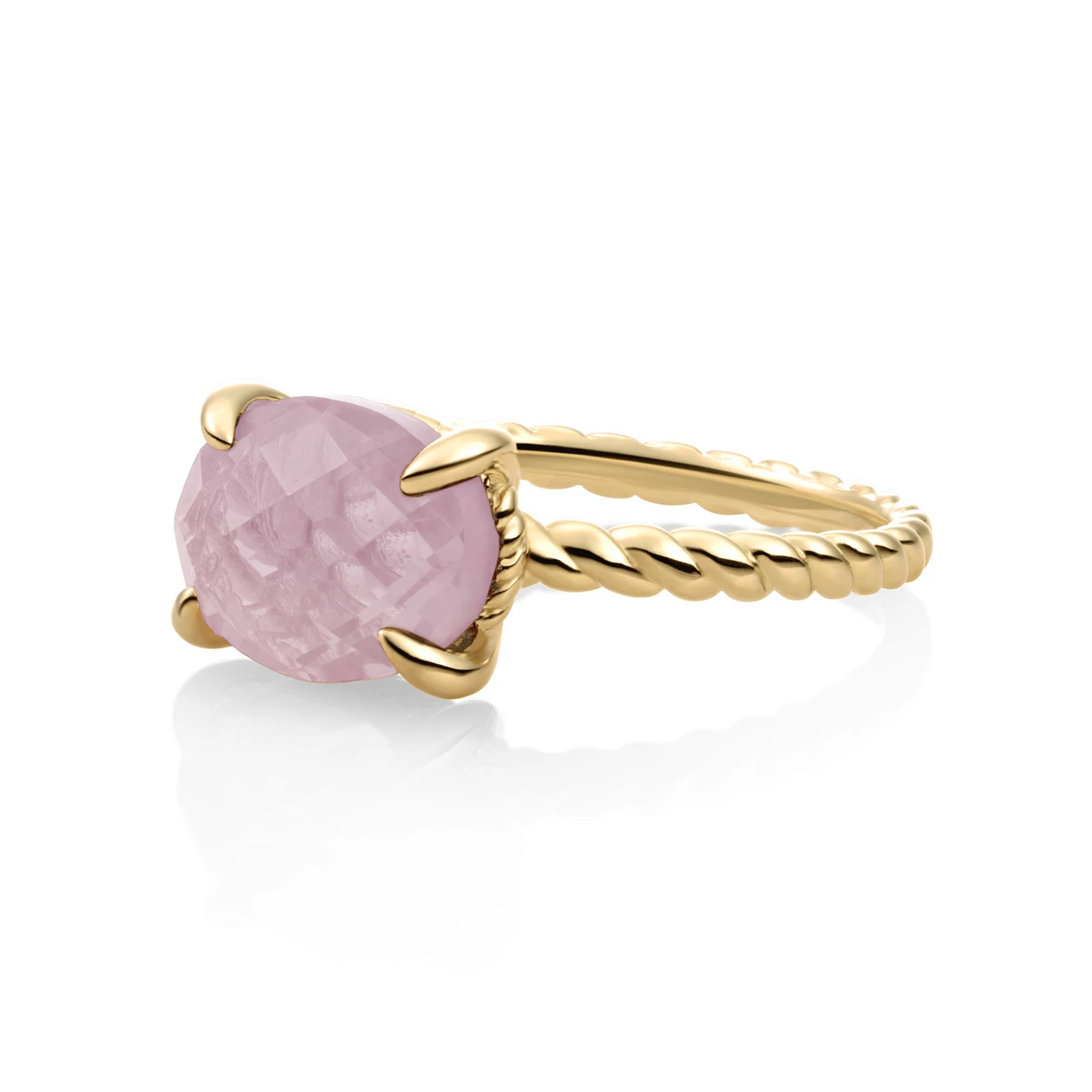Ring | 9k Gold - Pink Opalite Twist - 56