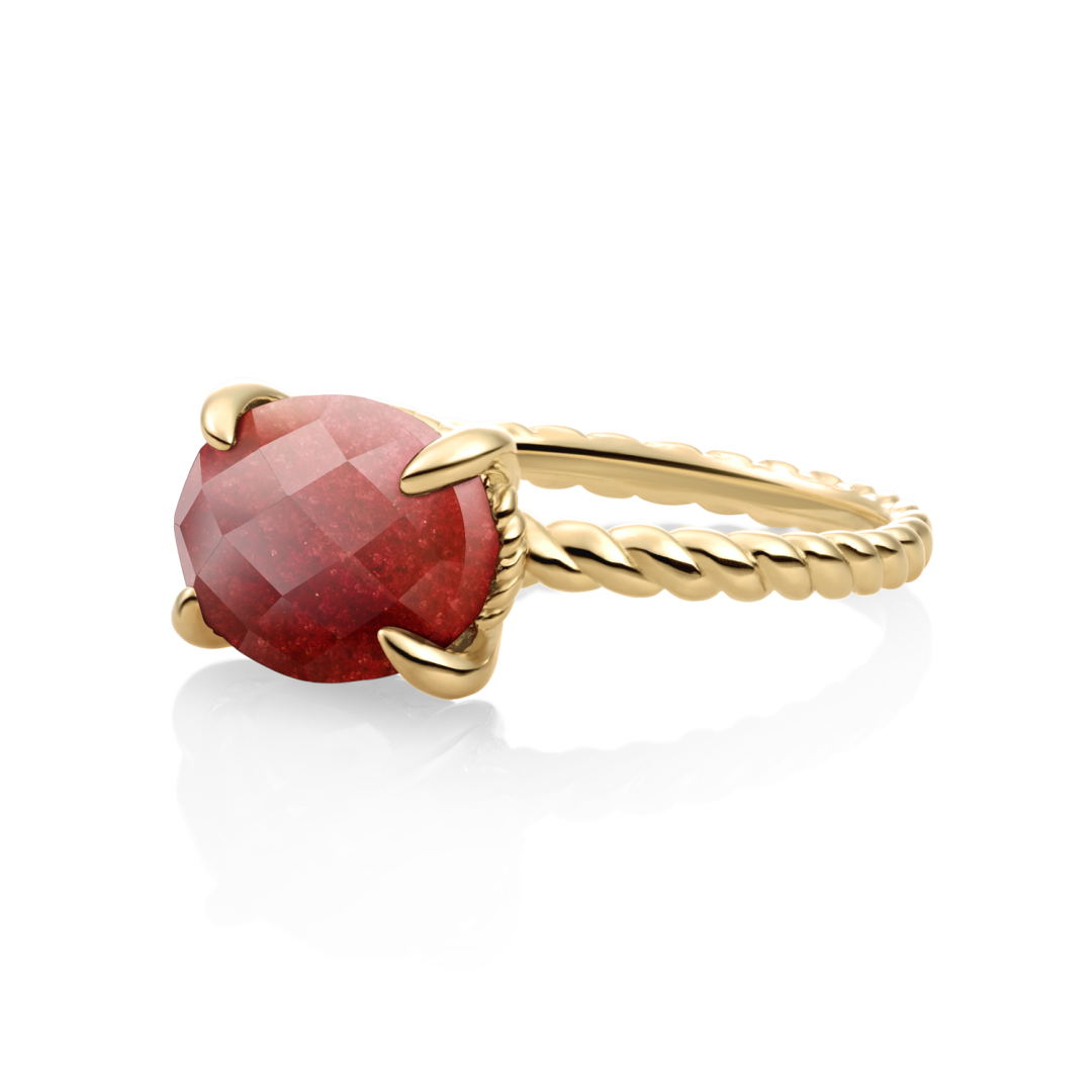 Ring - 9k Gold - Red Coral Twist - 50
