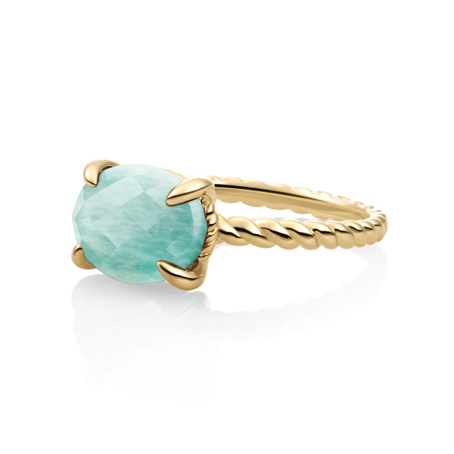 Ring | 9k Gold - Rich Green Amazonite Twist - 54